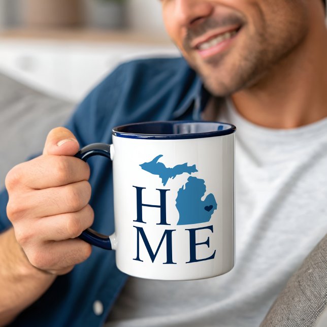 Michigan Home Blue och Navy Anpassningsbar City He Mugg (Skapare uppladdad)