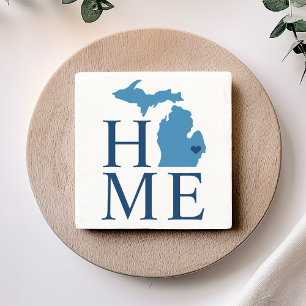 Michigan Home Blue och Navy Anpassningsbar City He Stenunderlägg