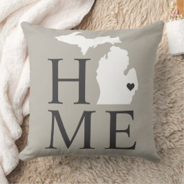 Michigan Home Grått Anpassningsbar City Heart Kudde