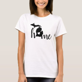 Michigan Home Heart Black Silhouette T Shirt