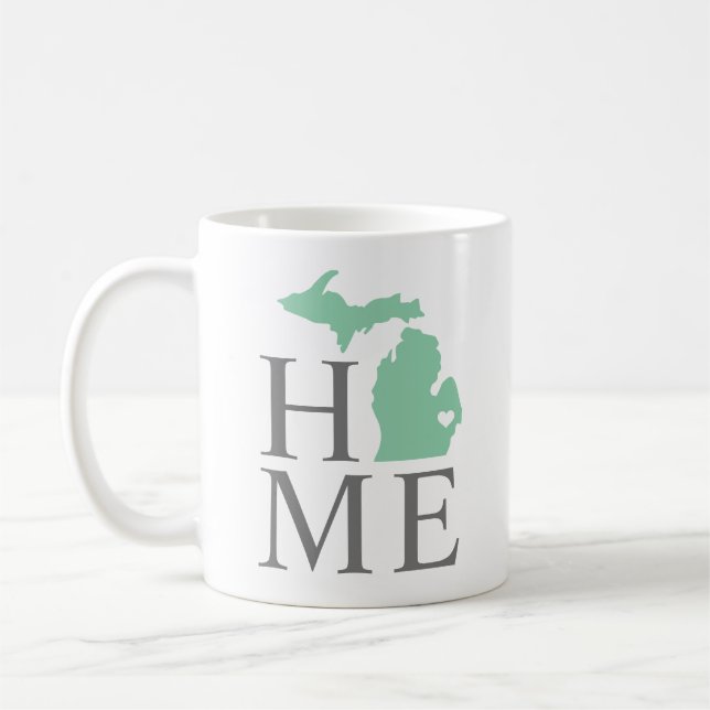 Michigan Home Mint Grönt Anpassningsbar City Heart Kaffemugg (Vänster)