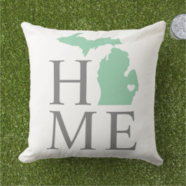 Michigan Home Mint Grönt Anpassningsbar City Heart Kudde