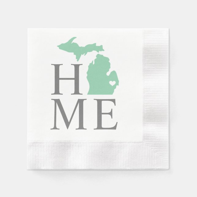 Michigan Home Mint Grönt Anpassningsbar City Heart Pappersservett (Framsidan)