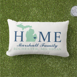 Michigan Home Mint och Navy Anpassningsbar Family  Lumbarkudde