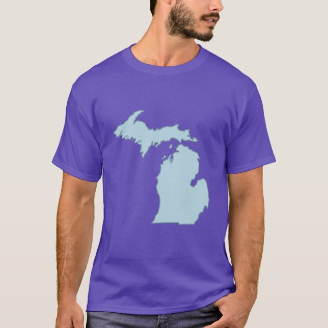 Michigan Home State Disline Blue Oversized T Shirt (Framsida)