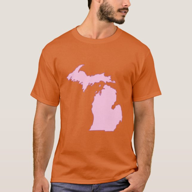 Michigan Home State Rosa T Shirt (Framsida)