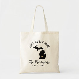 Michigan Home Sweet Home Family Monogram Tygkasse