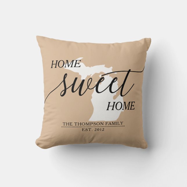 Michigan Home Sweet Home Family Namn Kudde (Framsida)
