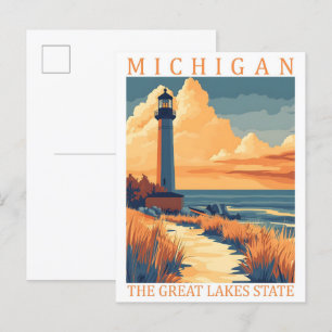 Michigan i den Underbara Sjöar-staten USA Travel S Vykort