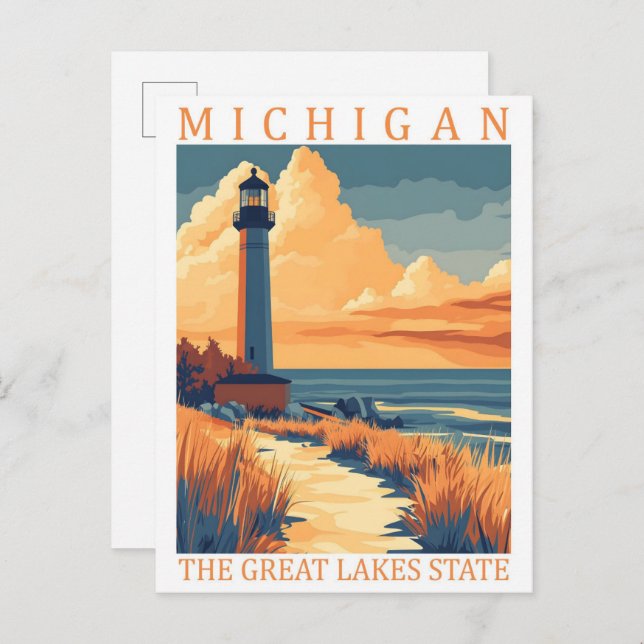 Michigan i den Underbara Sjöar-staten USA Travel S Vykort (Fram/baksida)