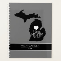 Michigan I Kärlek Black Grått Silhouette Planner