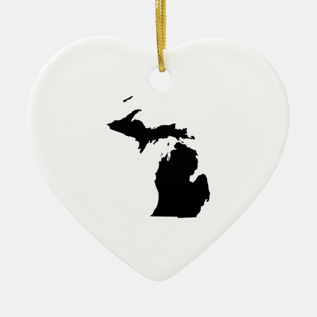 Michigan i svart och vitt julgransprydnad keramik (Framsidan)