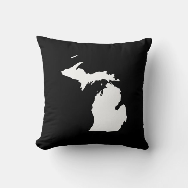 Michigan i vitt och svart kudde (Framsida)