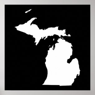 Michigan i vitt och svart poster