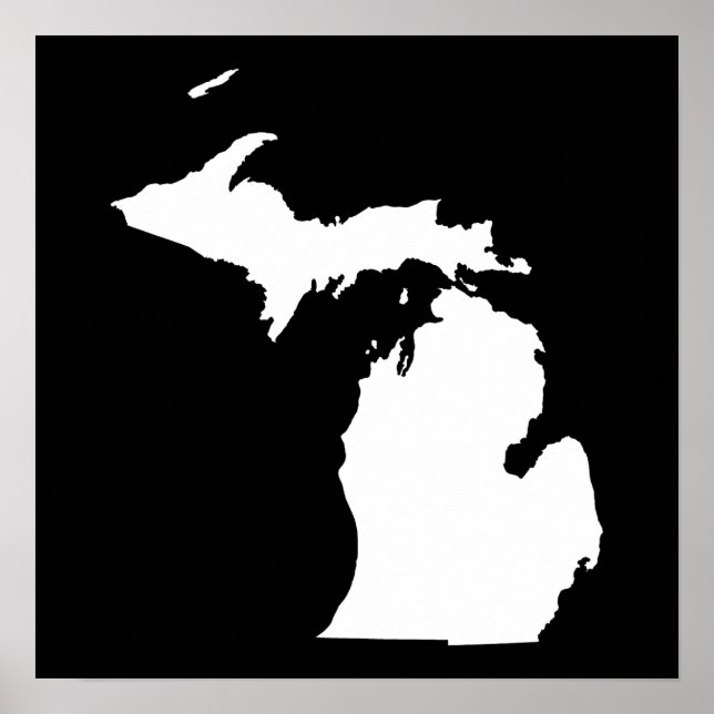 Michigan i vitt och svart poster (Framsidan)