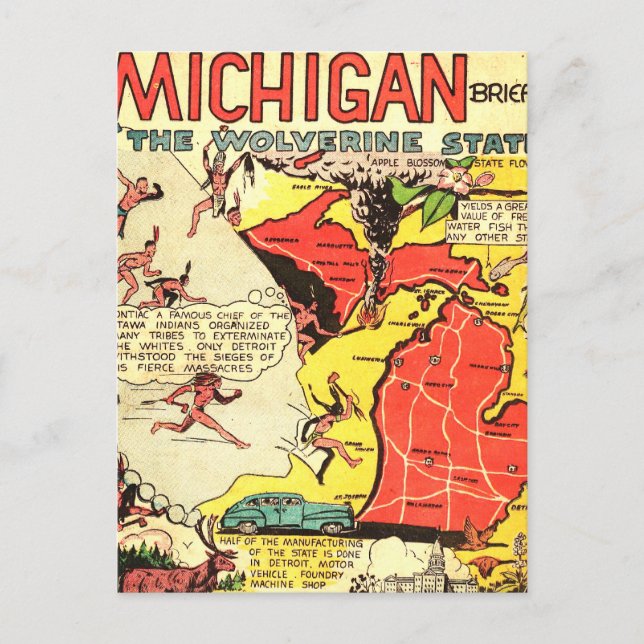 Michigan i Wolverine-staten Vykort (Framsida)