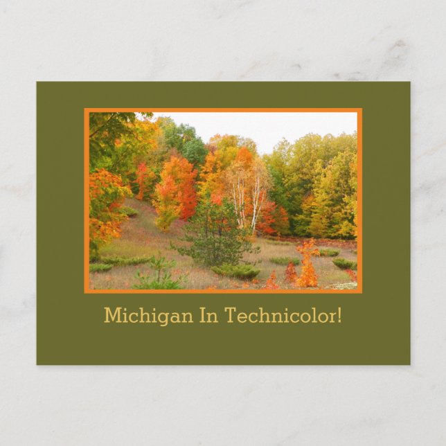 MICHIGAN IN TECHNICOLOR!/AUTUMN KOMMER TILL MICHIG VYKORT (Framsida)