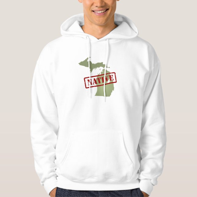 Michigan inföding med den Michigan kartan Sweatshirt Med Luva (Framsida)