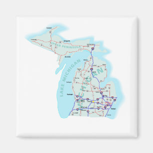 Michigan Interstate Karta Magnet