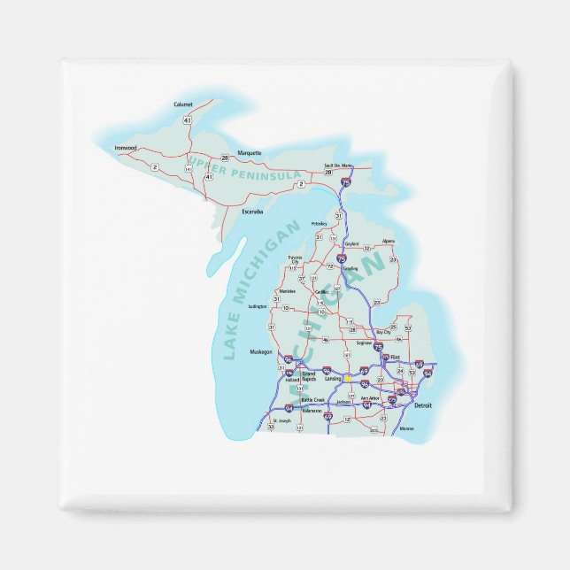 Michigan Interstate Karta Magnet (Framsidan)