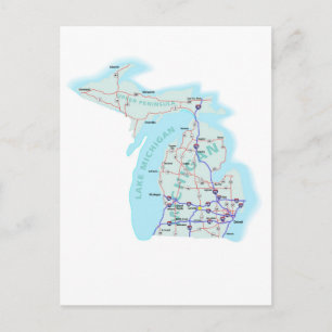 Michigan Interstate Karta vycard Vykort