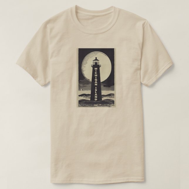 Michigan Island Lighthouse Måne T Shirt (Design framsida)