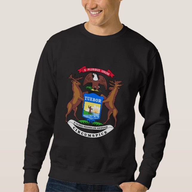 Michigan jackar om arm sweatshirt (Framsida)