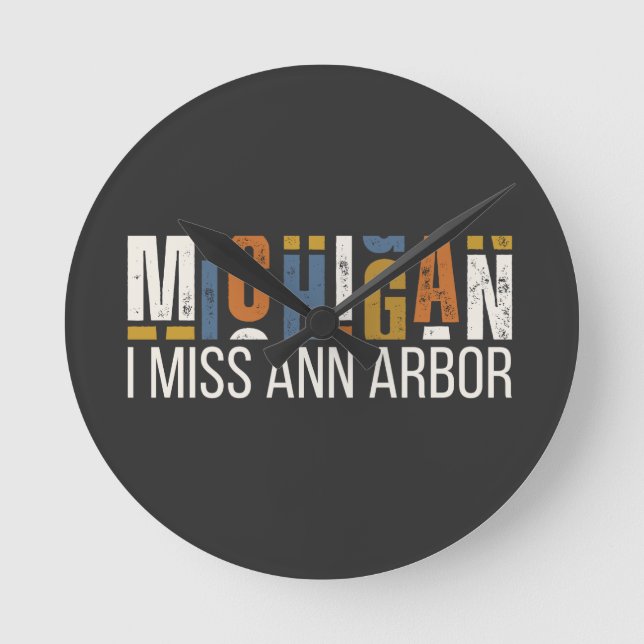 Michigan Jag saknar Ann Arbor Rund Klocka (Framsida)
