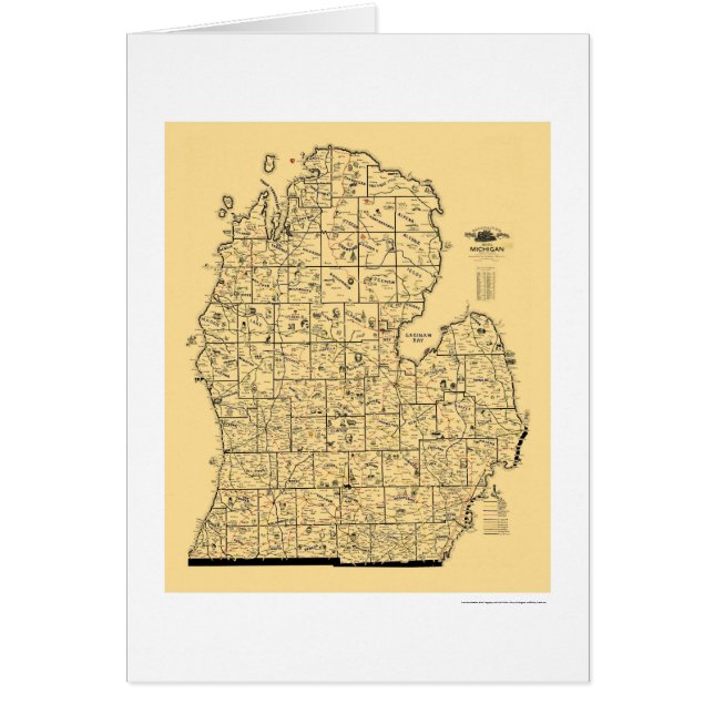 Michigan järnvägkarta 1897 hälsningskort (Framsidan)