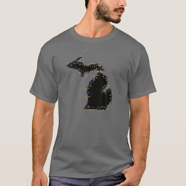 Michigan Jul Ljus, Helgdag Mitten State T Shirt (Framsida)