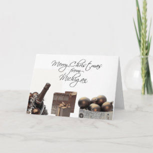 Michigan-julkort med prydnadsföremål helgkort