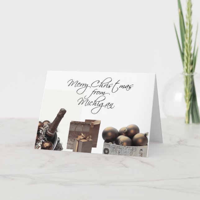 Michigan-julkort med prydnadsföremål helgkort (Framsida)