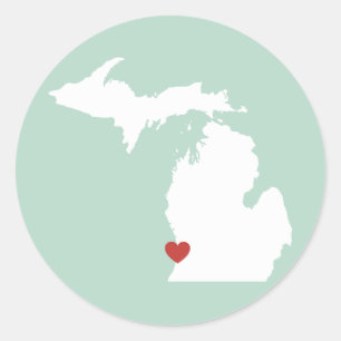 Michigan Kärlek - Anpassade Sticker Runt Klistermärke