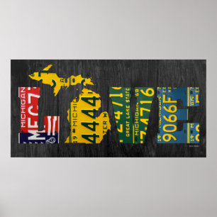 Michigan Kärlek har återvunnit licensplate Art Kar Poster