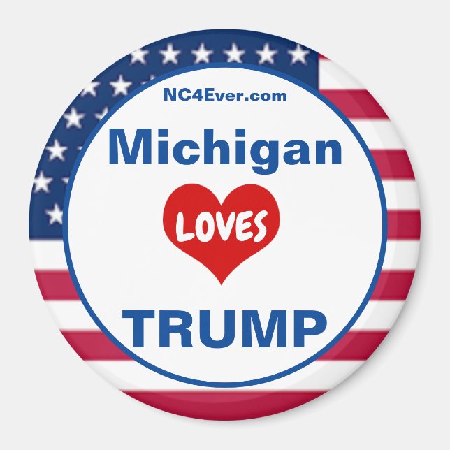 Michigan KÄRLEK TRUMP Patriotic Fridge Magnet (Framsidan)