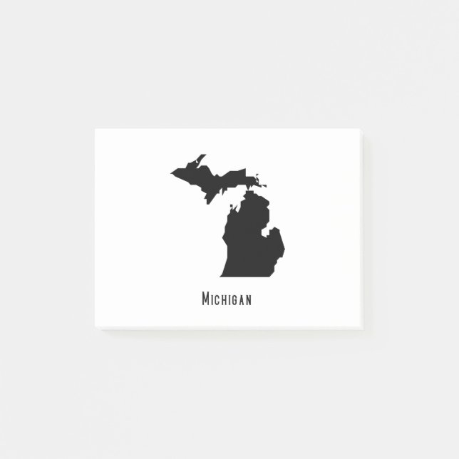 Michigan Karta - Black and White Modern Michigan K Post-it Block (Framsida)