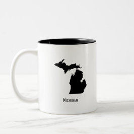 Michigan Karta - Black and White Modern Michigan K Två-Tonad Mugg