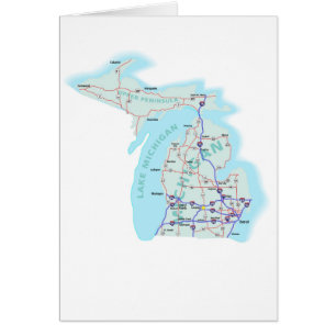 Michigan Karta Blank Card Hälsningskort