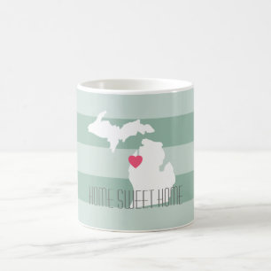 Michigan Karta Hemstat Kärlek med Anpassad Hjärtfo Kaffemugg