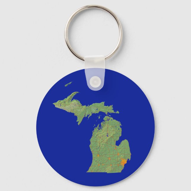 Michigan Karta Keychain Nyckelring (Framsida)