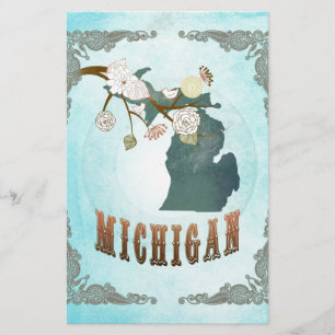 Michigan-karta med underbara fåglar