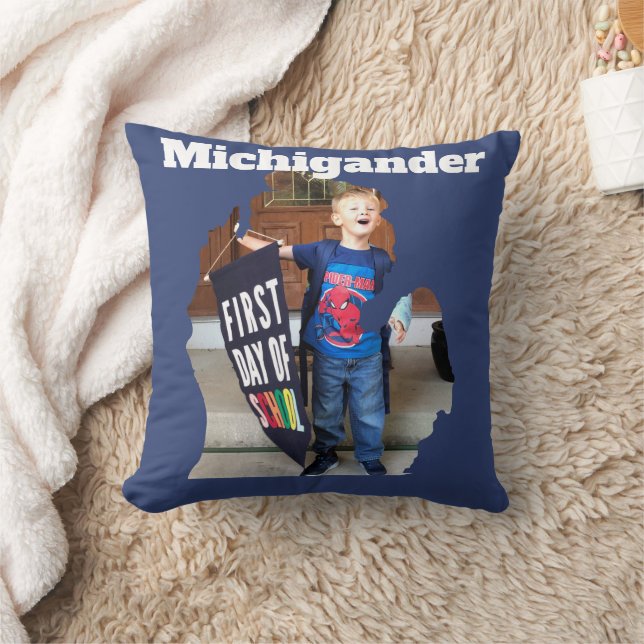 Michigan Karta Michigander Photo Kudde (Filt)