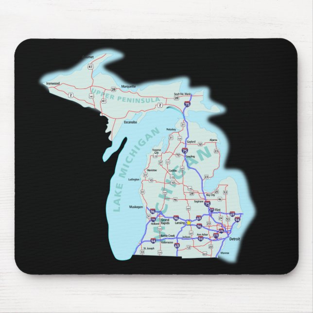 Michigan Karta Mousepad Musmatta (Framsidan)