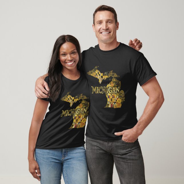 Michigan Karta och Text T Shirt (Unisex)