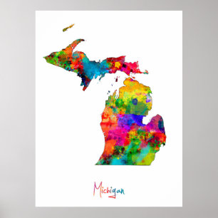 Michigan Karta Poster