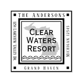 Michigan Karta Sjö House Returadress Square Självfärgande Stämpel