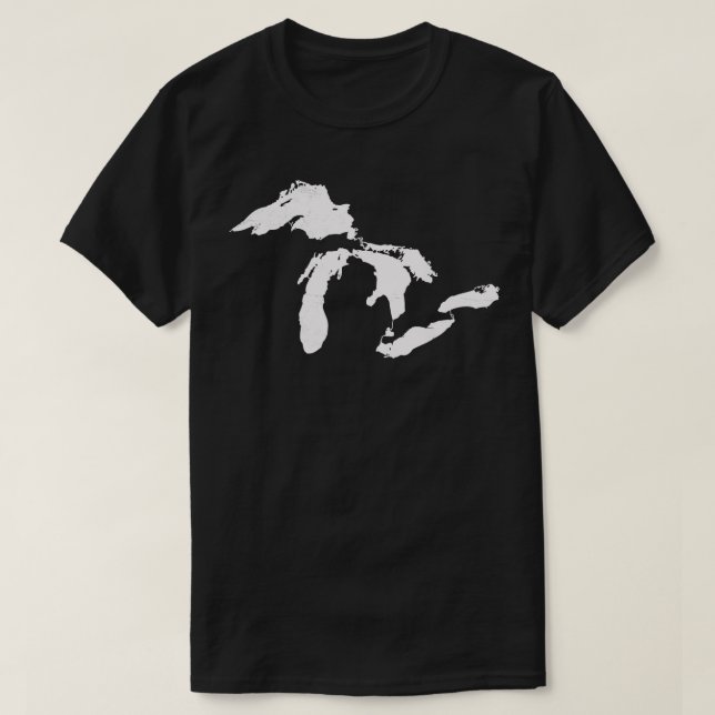 Michigan Karta Underbar Sjöar Midwest Mitten Vinta T Shirt (Design framsida)