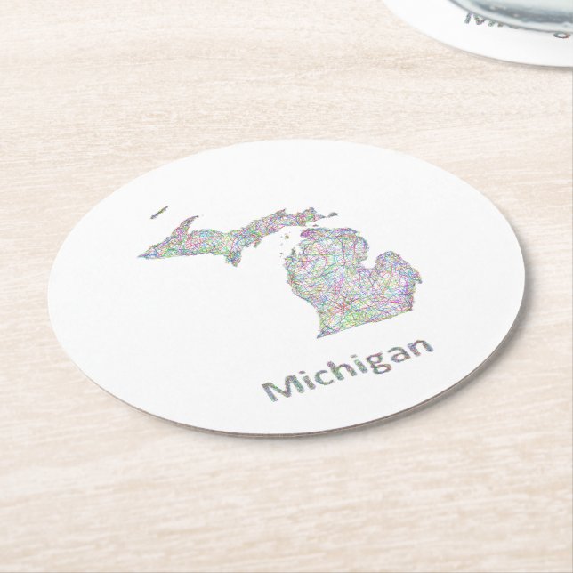 Michigan karta underlägg papper rund (Vinklad)