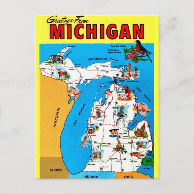 Michigan Karta vykort (Framsida)