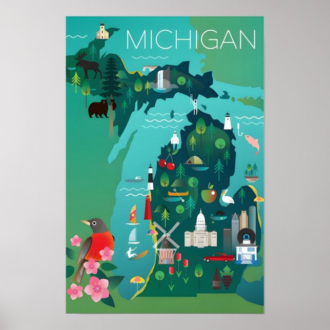 Michigan Karttryck Poster (Framsidan)